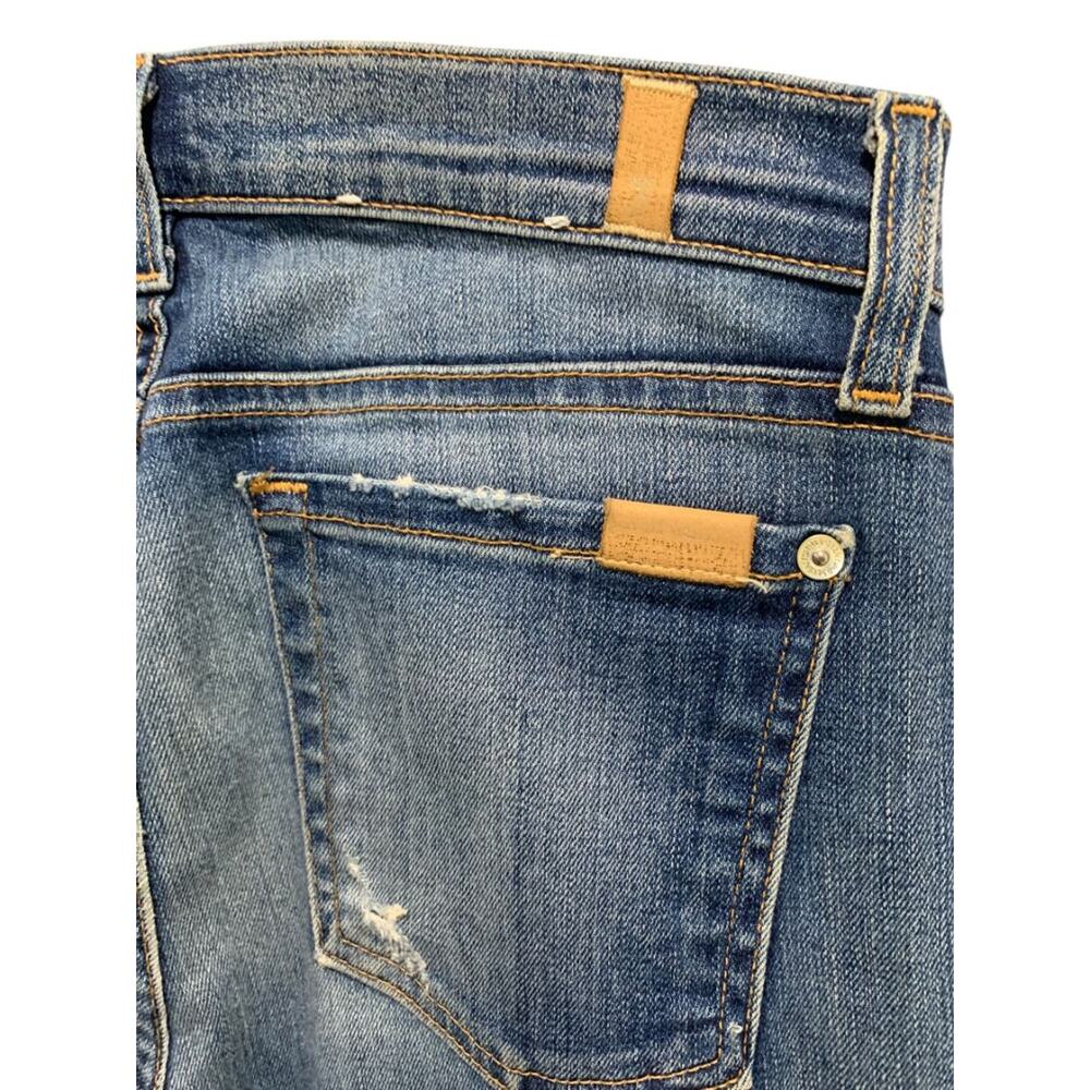 Size 25 7 for All Mankind Blue Distressed The Ankle Skinny Womens Jeans - Picture 6 of 8